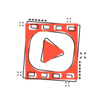 Vector cartoon play button icon in comic style. Play video sign illustration  Stock Illustration