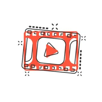 Vector cartoon play button icon in comic style. Play video sign illustration  Stock Illustration