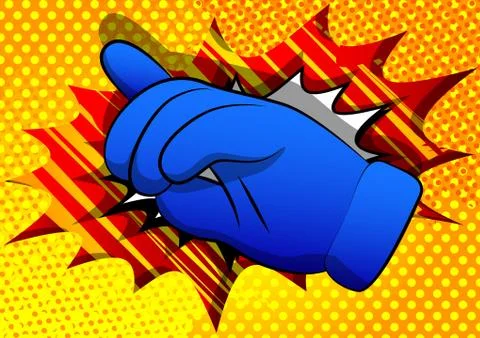Vector cartoon pointing hand. Illustrated hand expression, gesture on comic b Illustrazione stock
