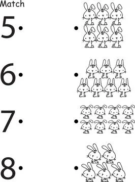 Vector cartoon pre school Activity book learning number matching education Stock Illustration