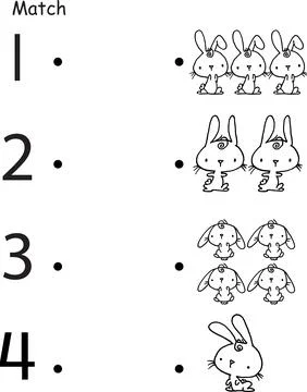 Vector cartoon pre school Activity book learning number matching education Stock Illustration