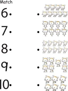 Vector cartoon pre school Activity book learning number matching education Stock Illustration