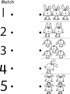 Vector cartoon pre school Activity book learning number matching education Illustrazione stock