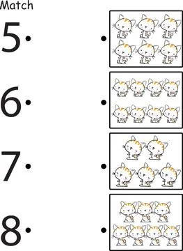 Vector cartoon pre school Activity book learning number matching education Stock Illustration