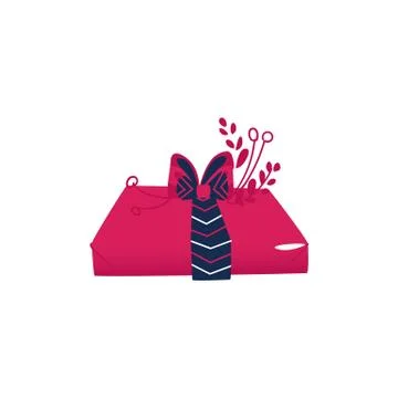 Vector cartoon present gift box ribbon bow Stock Illustration