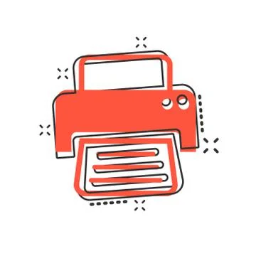 Vector cartoon printer icon in comic style. Document printing sign illustrati 스톡 일러스트