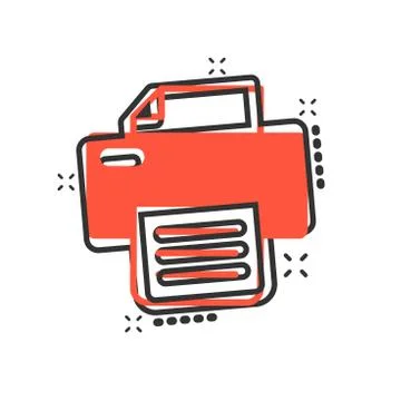 Vector cartoon printer icon in comic style. Document printing sign illustrati Stock Illustration