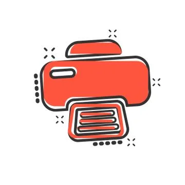 Vector cartoon printer icon in comic style. Document printing sign illustrati Stock Illustration