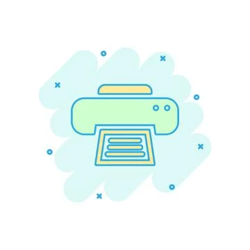 Vector cartoon printer icon in comic style. Document printing sign illustrati Ilustración de archivo