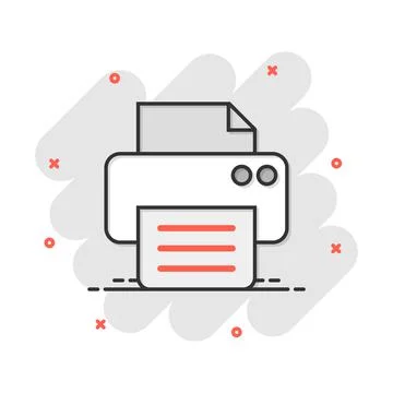 Vector cartoon printer icon in comic style. Document printing sign illustrati Stock Illustration