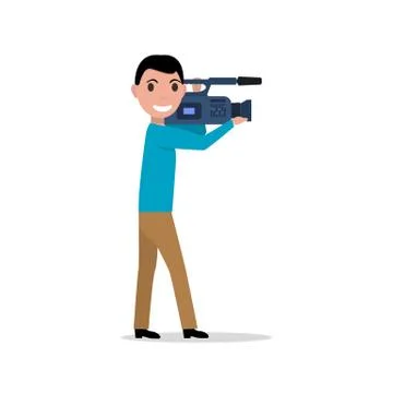 Vector cartoon professional videographer Stock Illustration