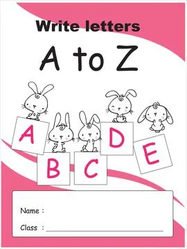 Vector cartoon rabbit with abcd education pre school background book cover Stock Illustration