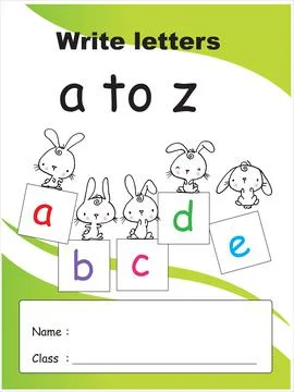 Vector cartoon rabbit with abcd education pre school background book cover Stock Illustration