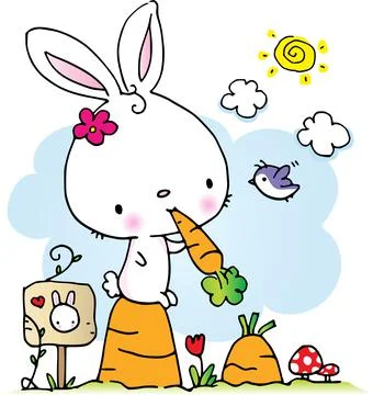 Vector cartoon rabbit with carrot Stock Illustration