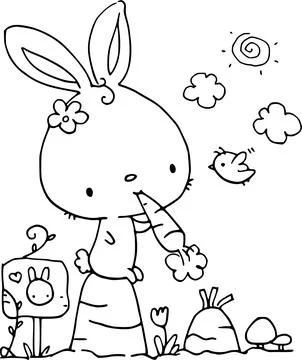 Vector cartoon rabbit with carrot Stock Illustration