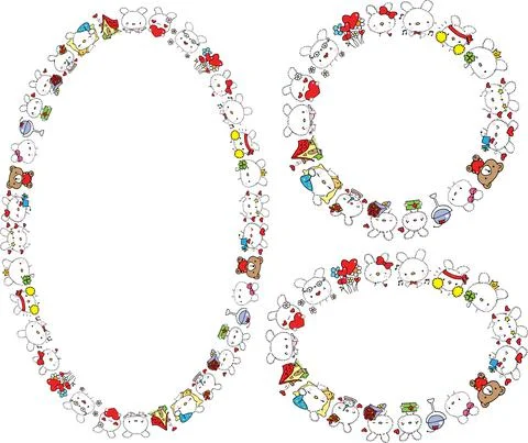 Vector cartoon rabbit frame border set Stock Illustration