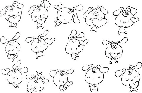 Vector cartoon rabbit hold heart shape border background Illustrazione stock
