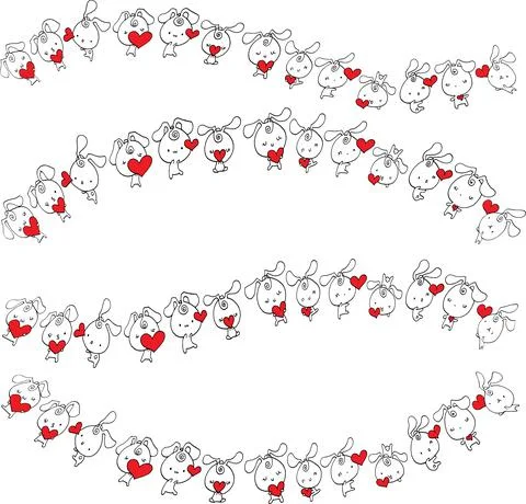 Vector cartoon rabbit hold heart shape border background Stock Illustration