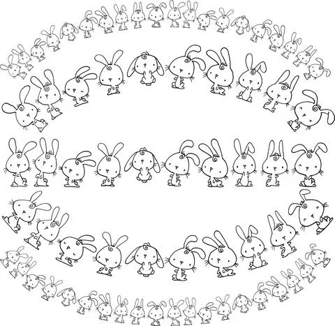 Vector cartoon rabbits background Stock Illustration