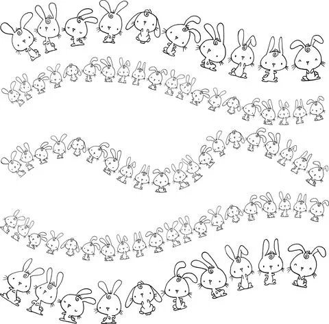 Vector cartoon rabbits background Stock Illustration