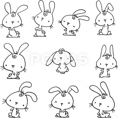 Vector cartoon rabbits background ~ Clip Art #147308667