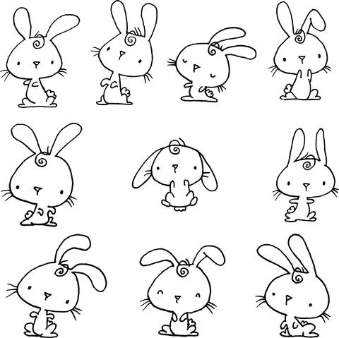Vector cartoon rabbits background Stock Illustration