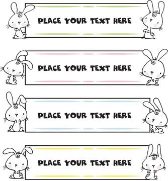 Vector cartoon rabbits frame border set Illustrazione stock