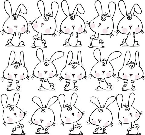 Vector cartoon rabbits wallpaper background Stock Illustration