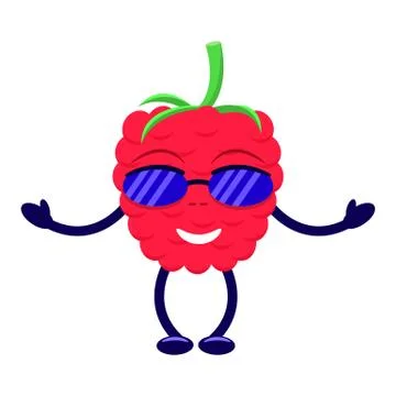 Vector cartoon raspberry sunglasses pens and legs Stock Illustration