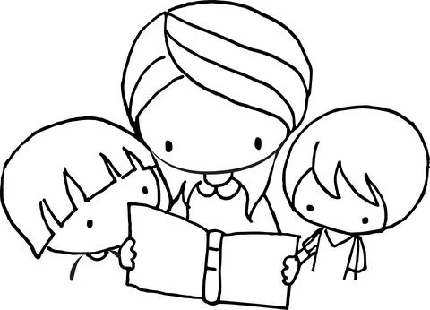 Vector cartoon reading kids Stock Illustration