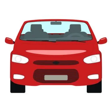 Vector cartoon red car cabriolet front view Stock Illustration