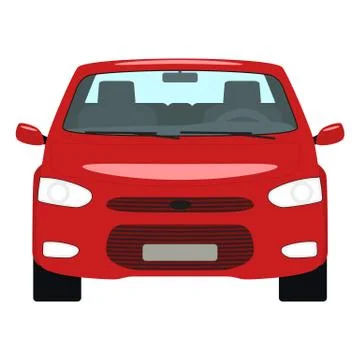 Vector cartoon red car front view Stock Illustration