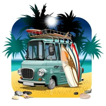 Vector Cartoon Retro Camper Van Stock Illustration
