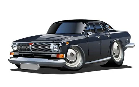 Vector Cartoon retro car Stock Illustration