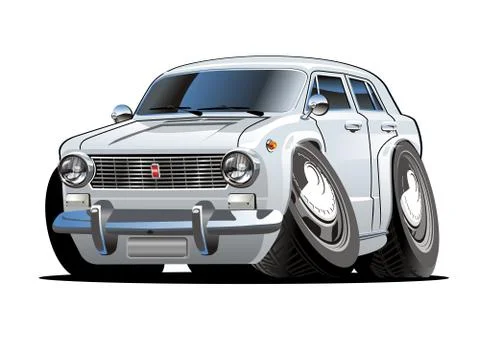 Vector Cartoon retro car Stock Illustration
