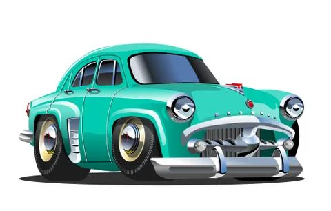 Vector Cartoon retro car Stock Illustration