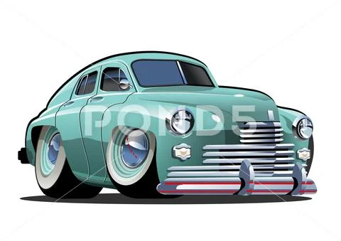 Vector Cartoon retro car Stock Illustration