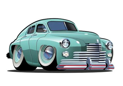 Vector Cartoon retro car Stock Illustration