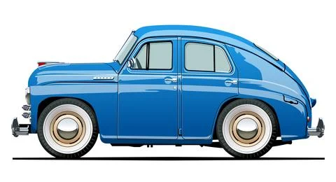 Vector Cartoon retro car Stock Illustration