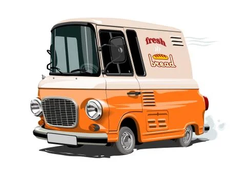 Vector Cartoon retro delivery van Stock Illustration