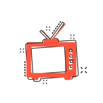 Vector cartoon retro tv screen icon in comic style. Old television concept il 스톡 일러스트