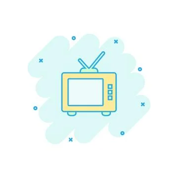 Vector cartoon retro tv screen icon in comic style. Old television concept il 스톡 일러스트