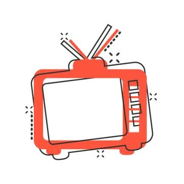 Vector cartoon retro tv screen icon in comic style. Old television concept il 스톡 일러스트