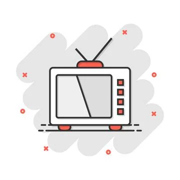 Vector cartoon retro tv screen icon in comic style. Old television concept il 스톡 일러스트