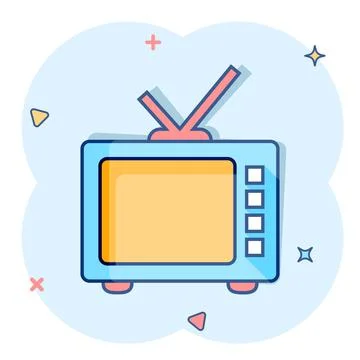 Vector cartoon retro tv screen icon in comic style. Old television concept il 스톡 일러스트