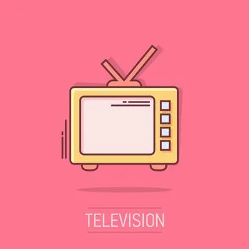 Vector cartoon retro tv screen icon in comic style. Old television concept .. 스톡 일러스트