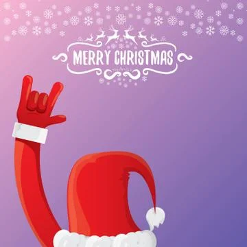 Vector cartoon rock n roll Santa Claus with calligraphic greeting text on night Stock Illustration
