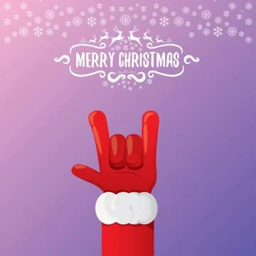 Vector cartoon rock n roll Santa Claus with calligraphic greeting text on night Illustrazione stock