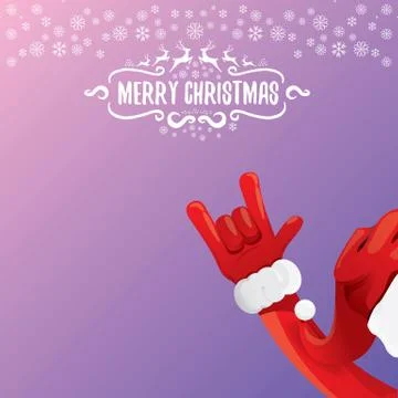 Vector cartoon rock n roll Santa Claus with calligraphic greeting text on night Illustrazione stock