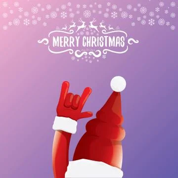 Vector cartoon rock n roll Santa Claus with calligraphic greeting text on night Illustrazione stock